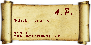 Achatz Patrik névjegykártya